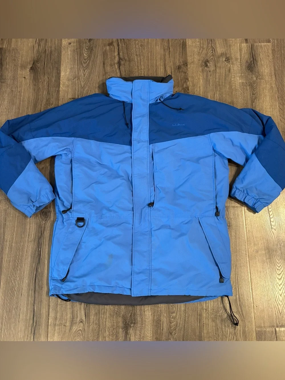 L.L. Bean Outdoors Blue Parka w/ Pop Out Hood Mens size XL Tall ISSUE